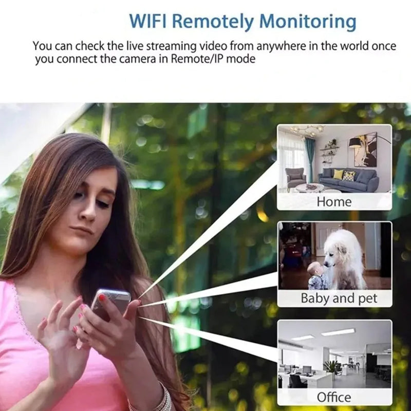 Kompakti Turvakamera 1080p HD Wifi Liiketunnistus Yövisio Kestävä Muovi