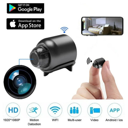 Kompakti Turvakamera 1080p HD Wifi Liiketunnistus Yövisio Kestävä Muovi