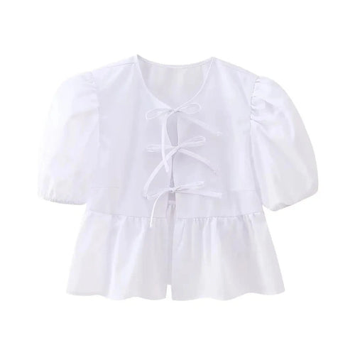 Naisten Lace-Up Puff hihat Crop pusero
