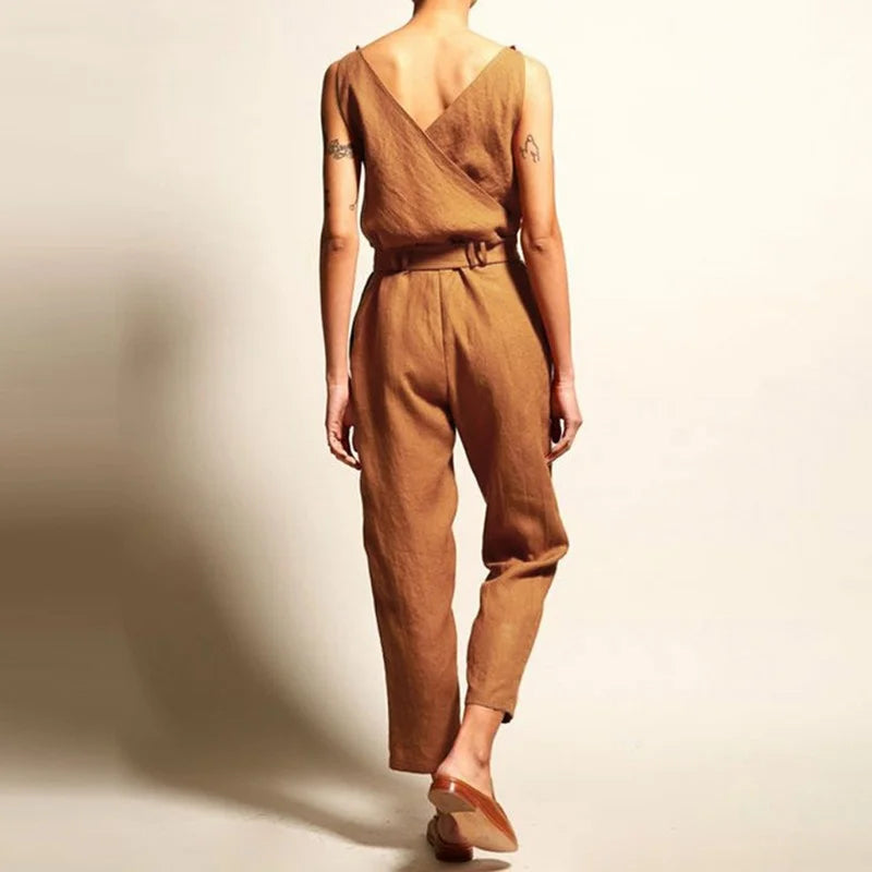 Naisten Linnen Jumpsuit Mukava ja Tyylikäs