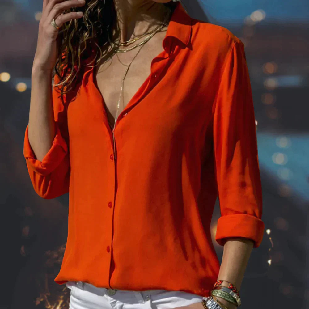 Naisten Satiini Pusero Tyylikäs Leikkaus