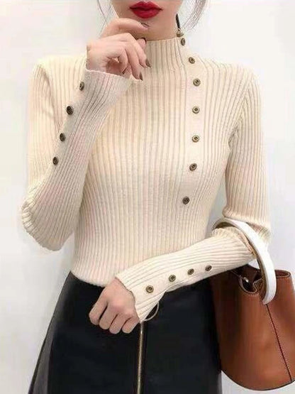 Naisten koko hihat Turtleneck Pulloveri