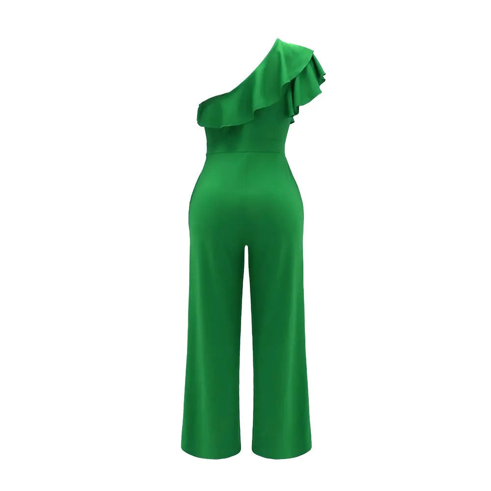 Naisten yhden olkapään röyhelöhaalari