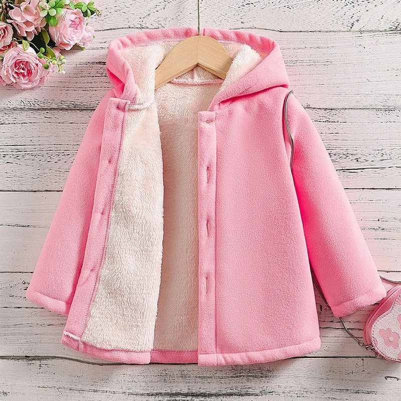 Tytön paksu fleece talvitakki